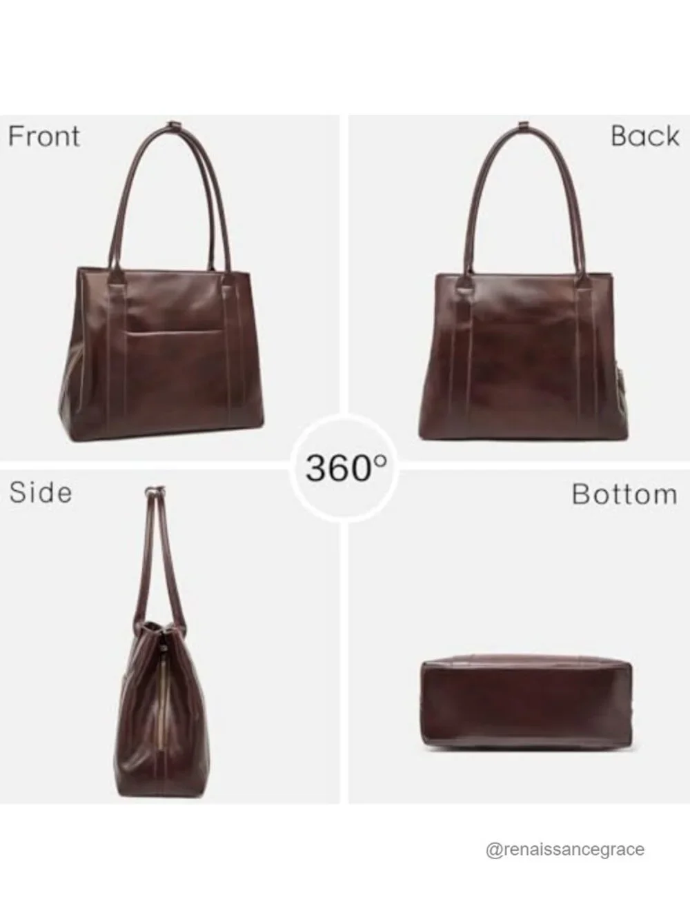 Genuine Leather Satchel Handbag Women Top-Handle Shoulder Tote Crossbody Purse